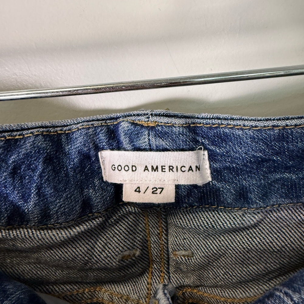 Good American Style GCRH086TFT Good Crop Raw Hem Slim Blue940 High Waist 4/27 - Picture 5 of 7